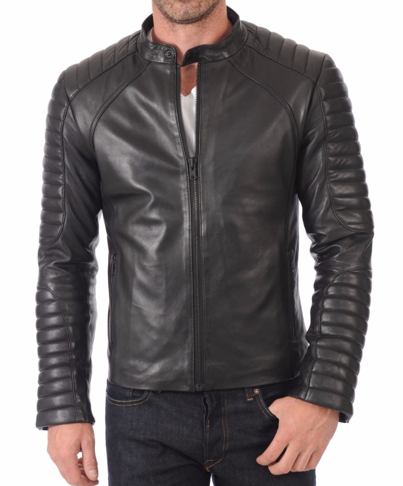 Men Club Black Real Leather Jacket – The Film Jackets