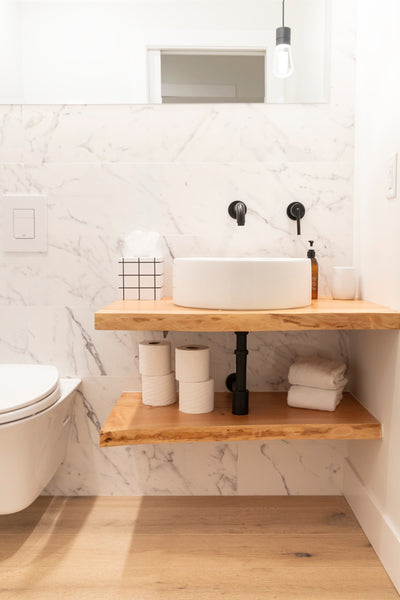 custom wood bathroom countertop