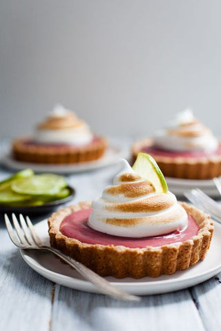 Hibiscus Strawberry Curd Tart with Toasted Meringue (gluten-free)