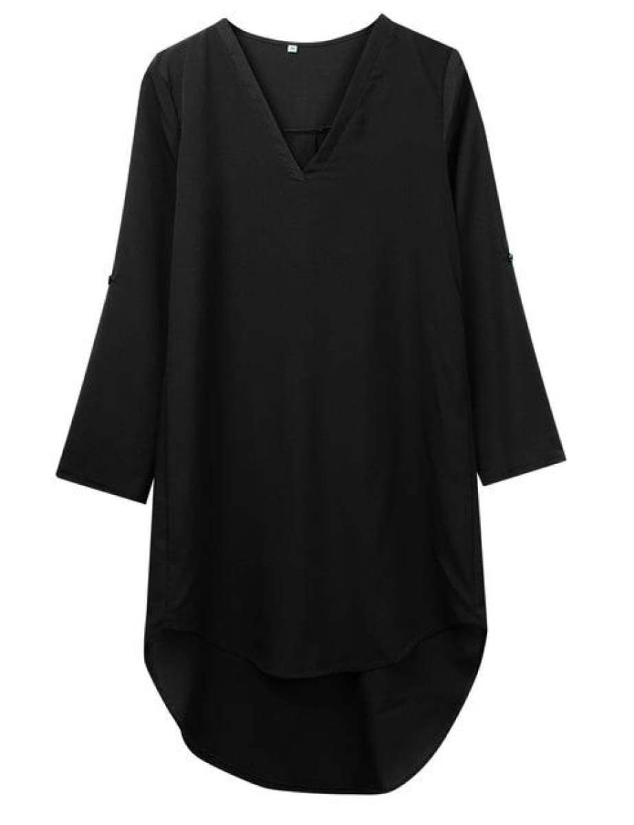 black chiffon shirt dress