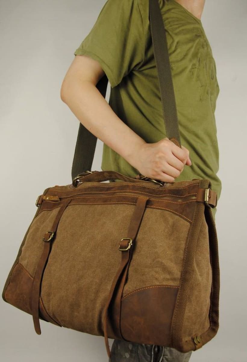 M1 Military Canvas + Leather Weekender Duffle Bag