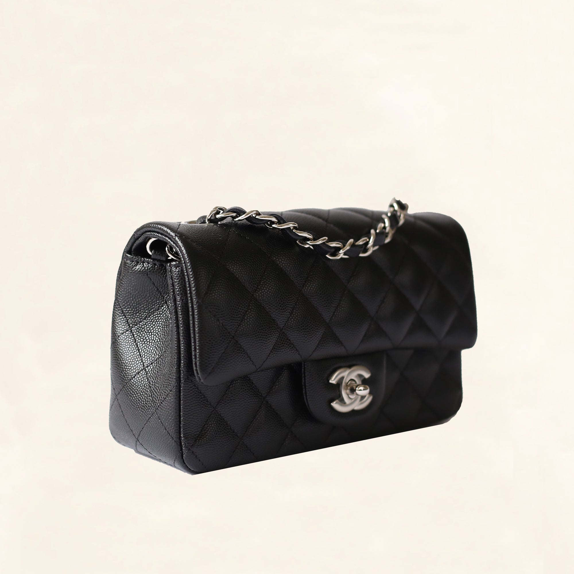 Chanel | Caviar Mini Rectangular Flap Bag | Black with Silver Hardwareâ The-Collectory