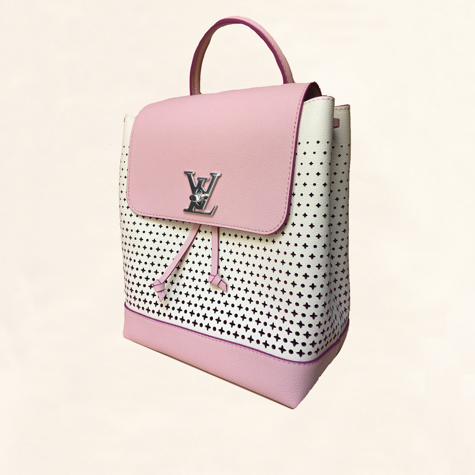 Louis Vuitton | Perforated Pink Calfskin Lockme Backpack | One-Size– The-Collectory