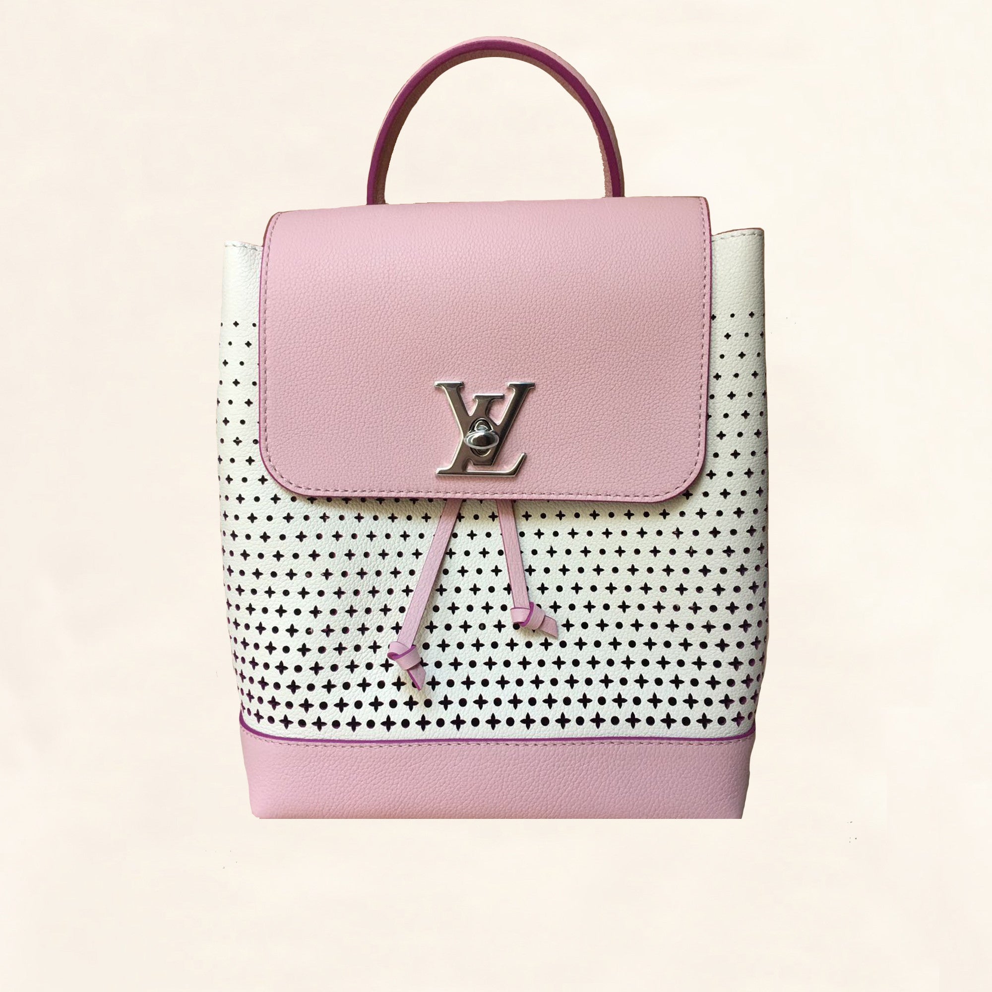 Louis Vuitton | Perforated Pink Calfskin Lockme Backpack | One-Size - The-Collectory