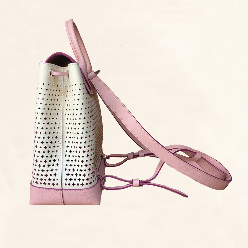 Louis Vuitton | Perforated Pink Calfskin Lockme Backpack | One-Size - The-Collectory