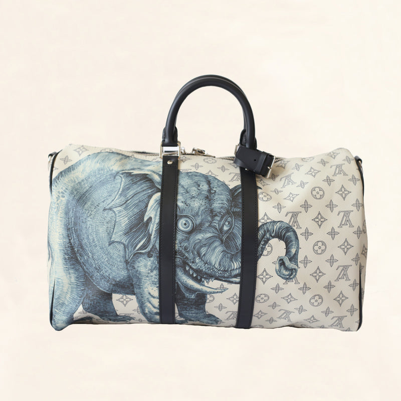 Louis Vuitton Limited Edition Chapman Steamer Backpack in Monogram Savane  Canvas with Elephant Print, Chapman Brothers, Spring Summer 2017