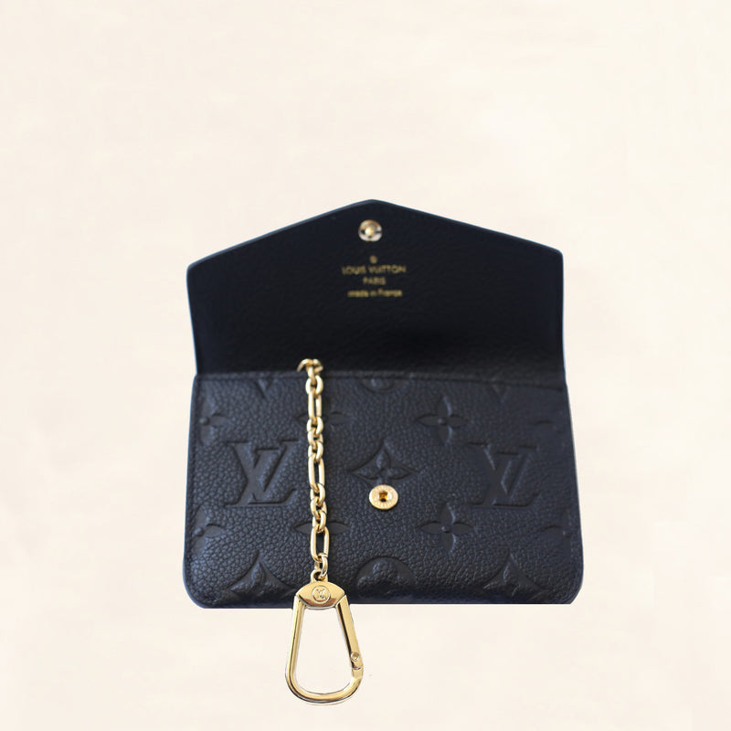 LOUIS VUITTON Key Pouch Empreinte Leather Wallet Blue