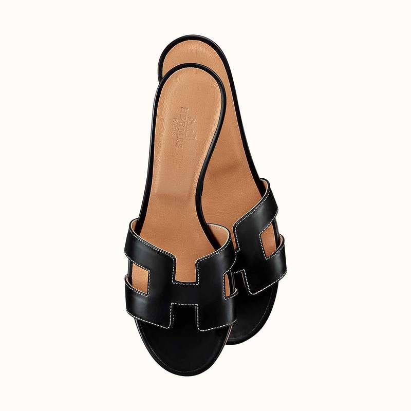 black hermes sandals