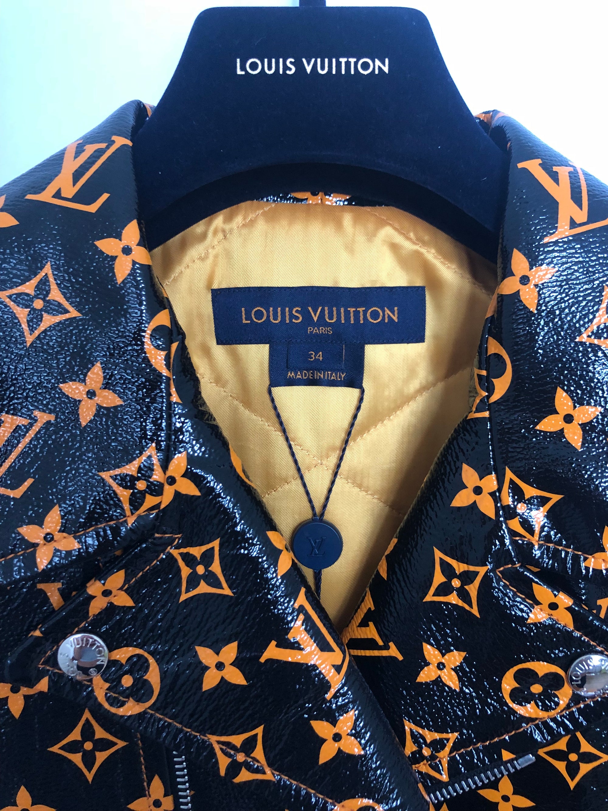 Louis Vuitton Blue Logo Monogram Denim Contrast Collar Detail