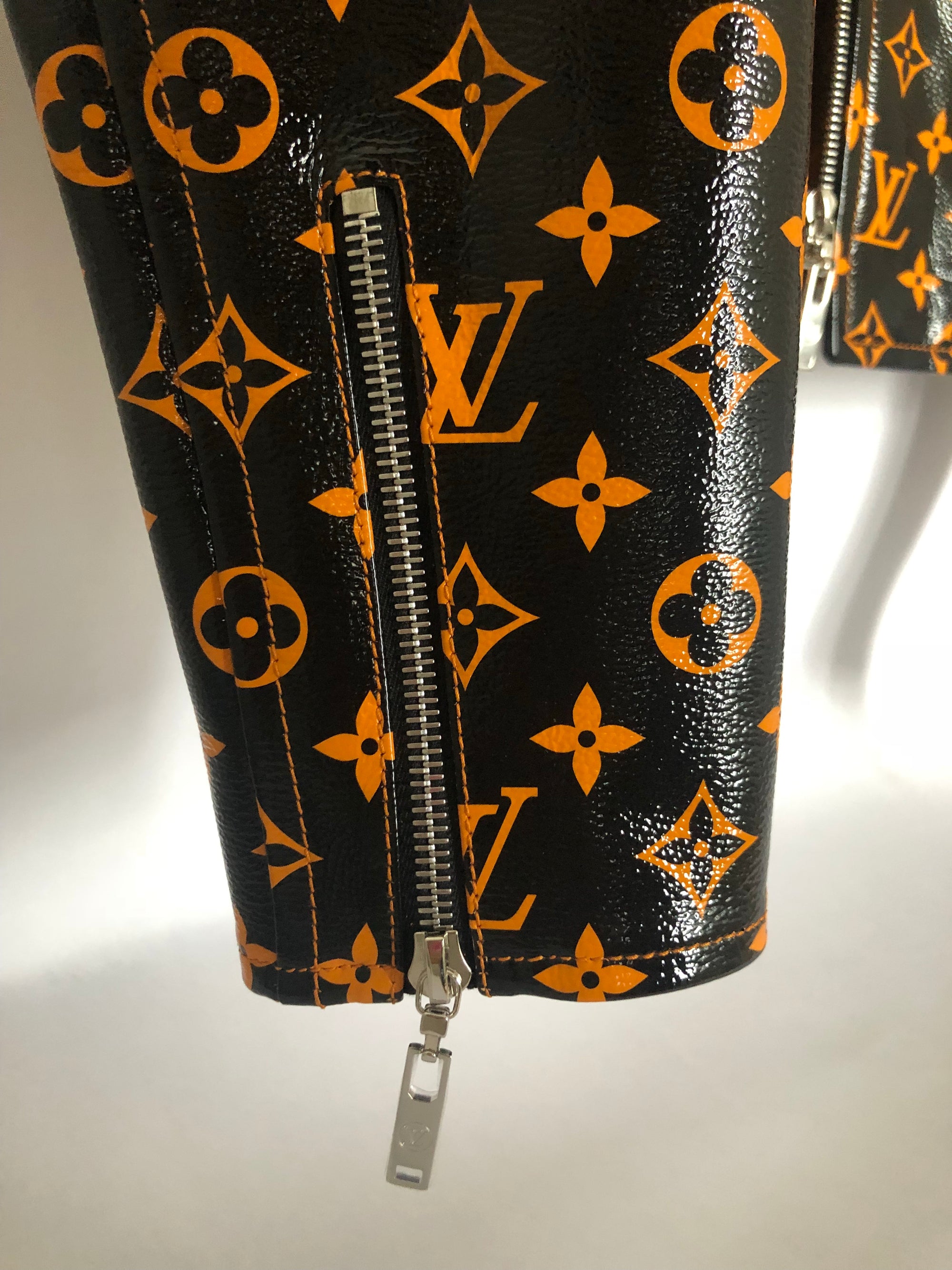 Louis Vuitton Monogram Printed Leather Biker Jacket 1a4z18 Tc