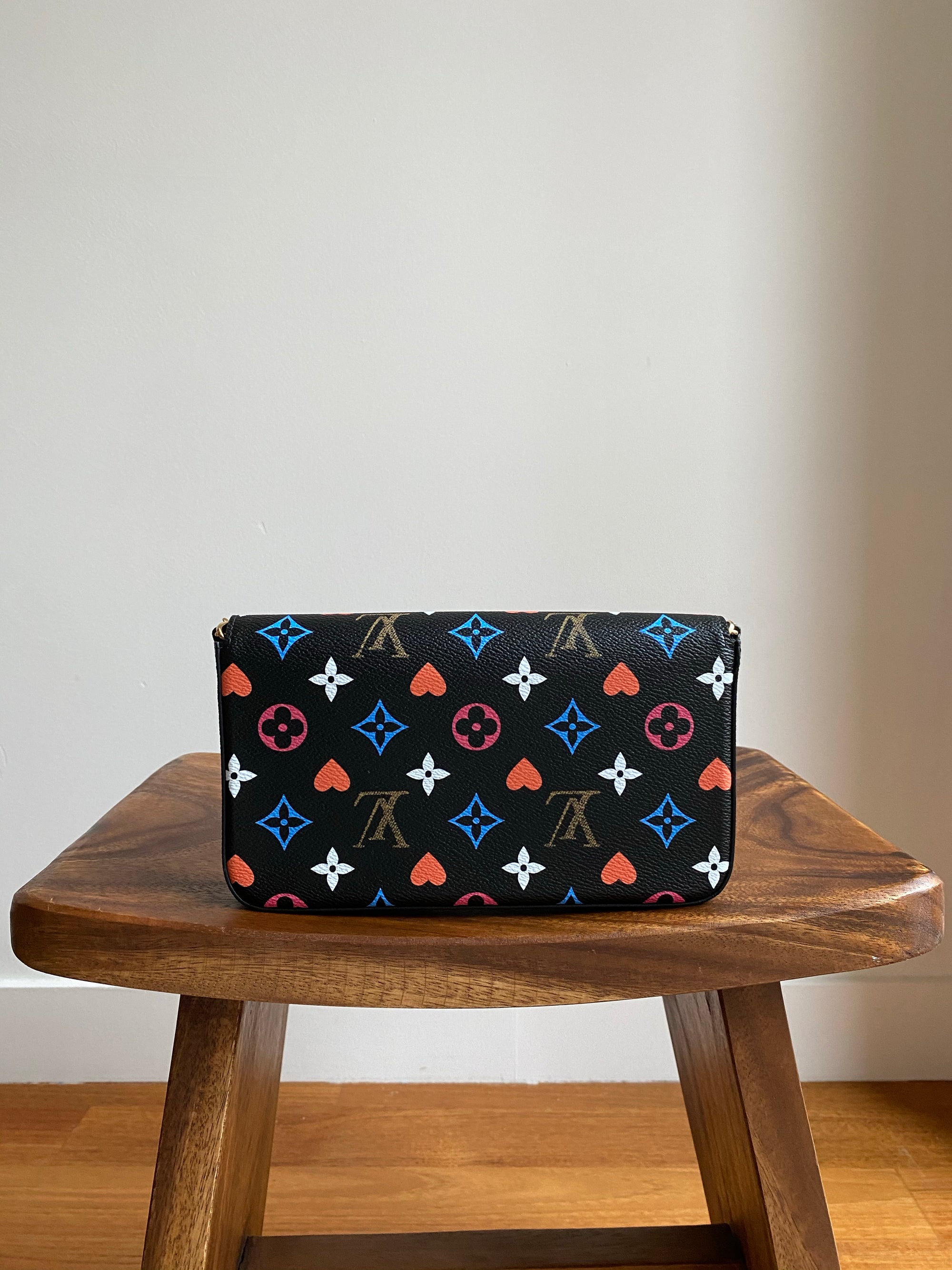 Louis Vuitton Felicie Pochette Game On Black in Coated Canvas with