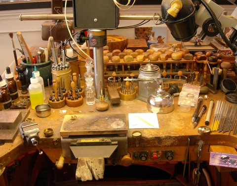 Where artisan jewellery is created: an artisan's jewellery bench