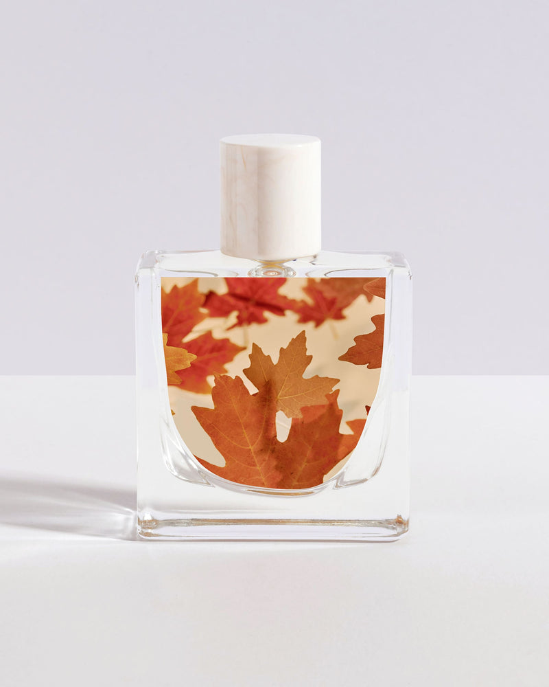 Skylar Fall Cashmere fragrance: Full-size bottle with spicy vanilla scent, back view.