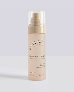 Skylar Vanilla Sky Hair & Body Mist: Travel-size body spray with a gourmand scent.
