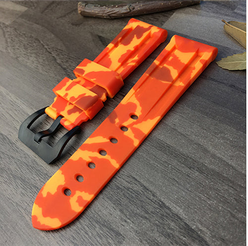 Electro Orange Camo rubber strap for Panerai - StrapMeister