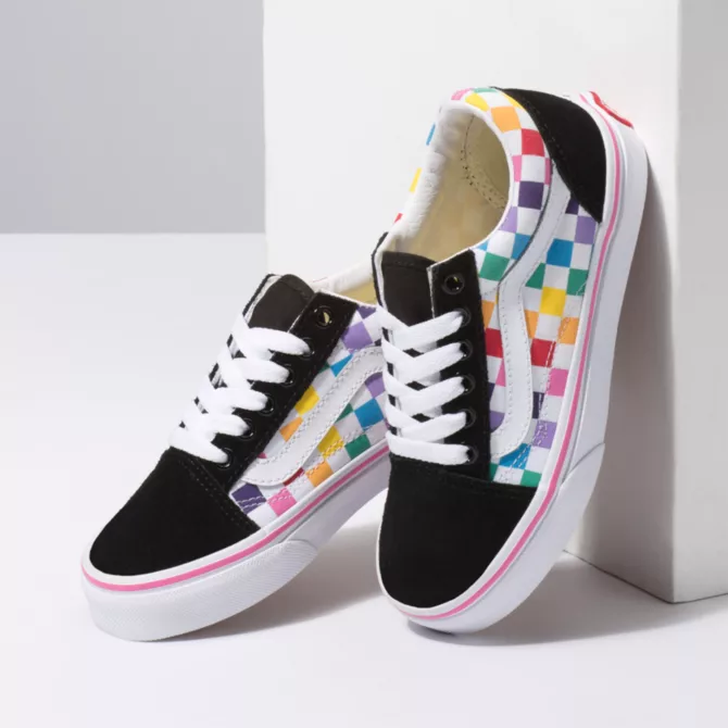 rainbow checkerboard vans size 8