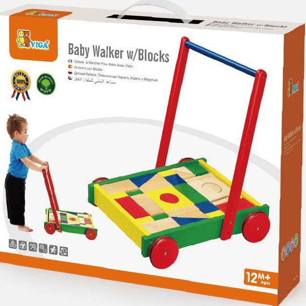 wooden walker wagon with blocks