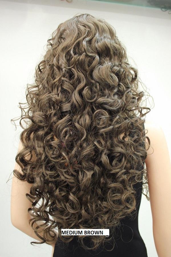 medium brown curly wig