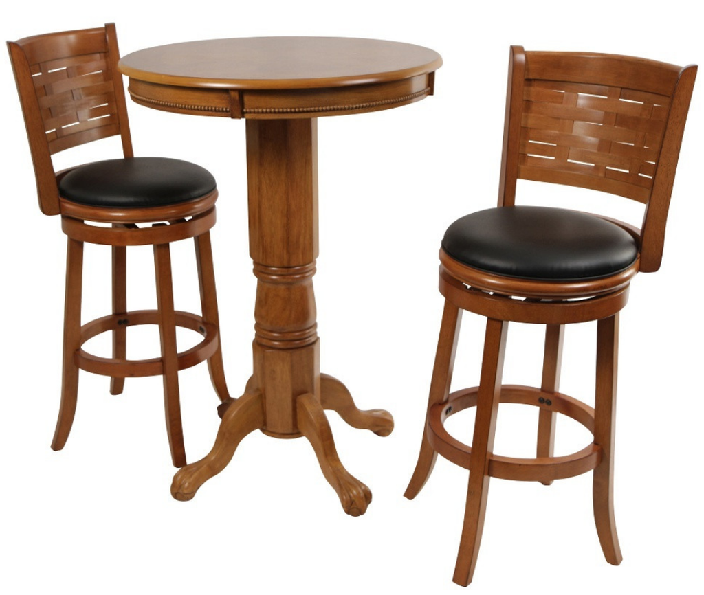 Oak 3 Piece Pub Table Set Christians Table