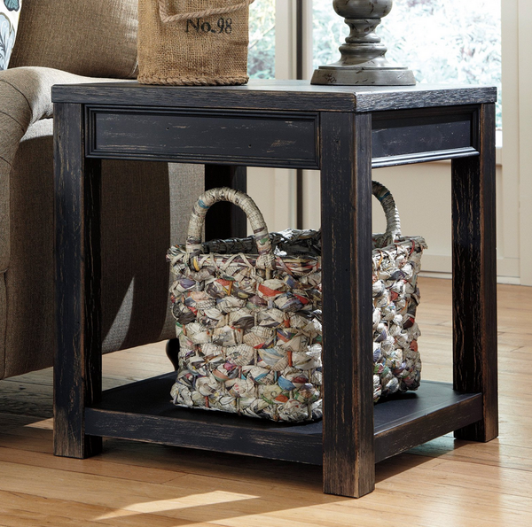 Distressed Black Square End Table – Christian's Table