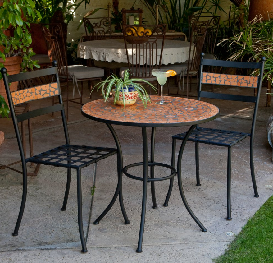 Mosaic Bistro Set With Black Cushion – Christian's Table