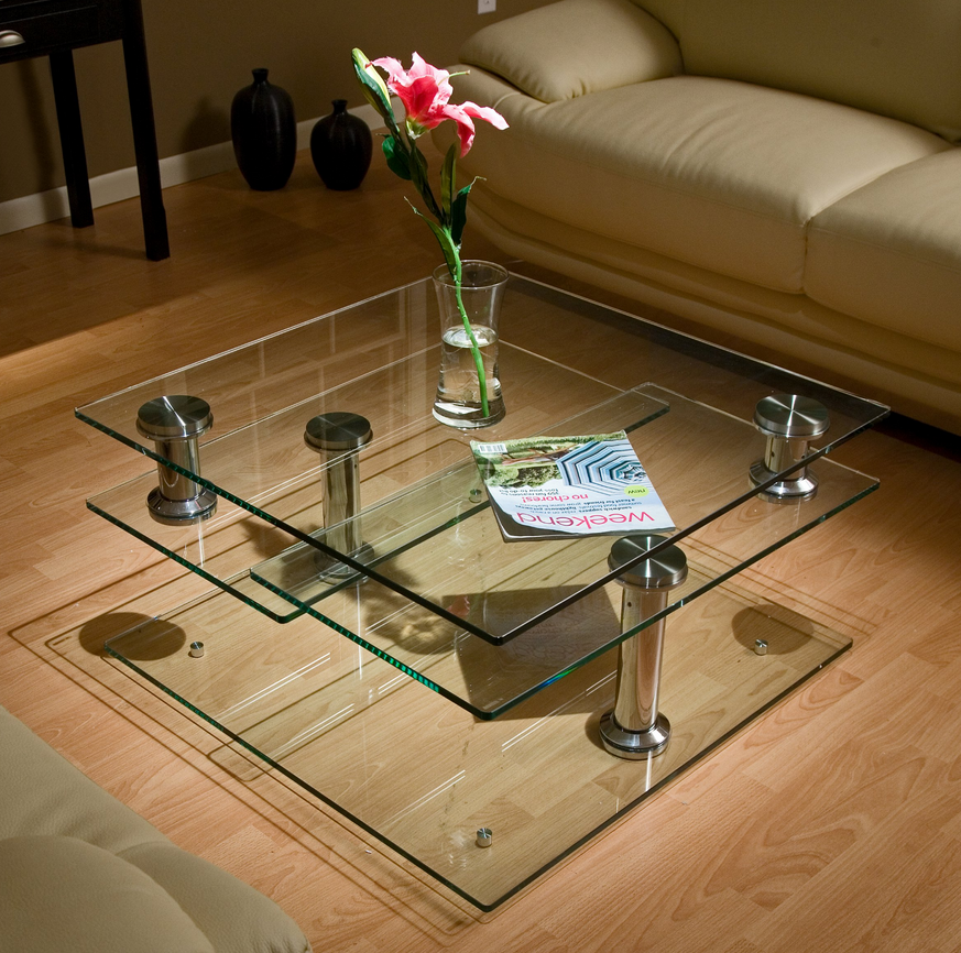 Large Square Glass Coffee Table - Expandable Motion – Christian&#039;s Table