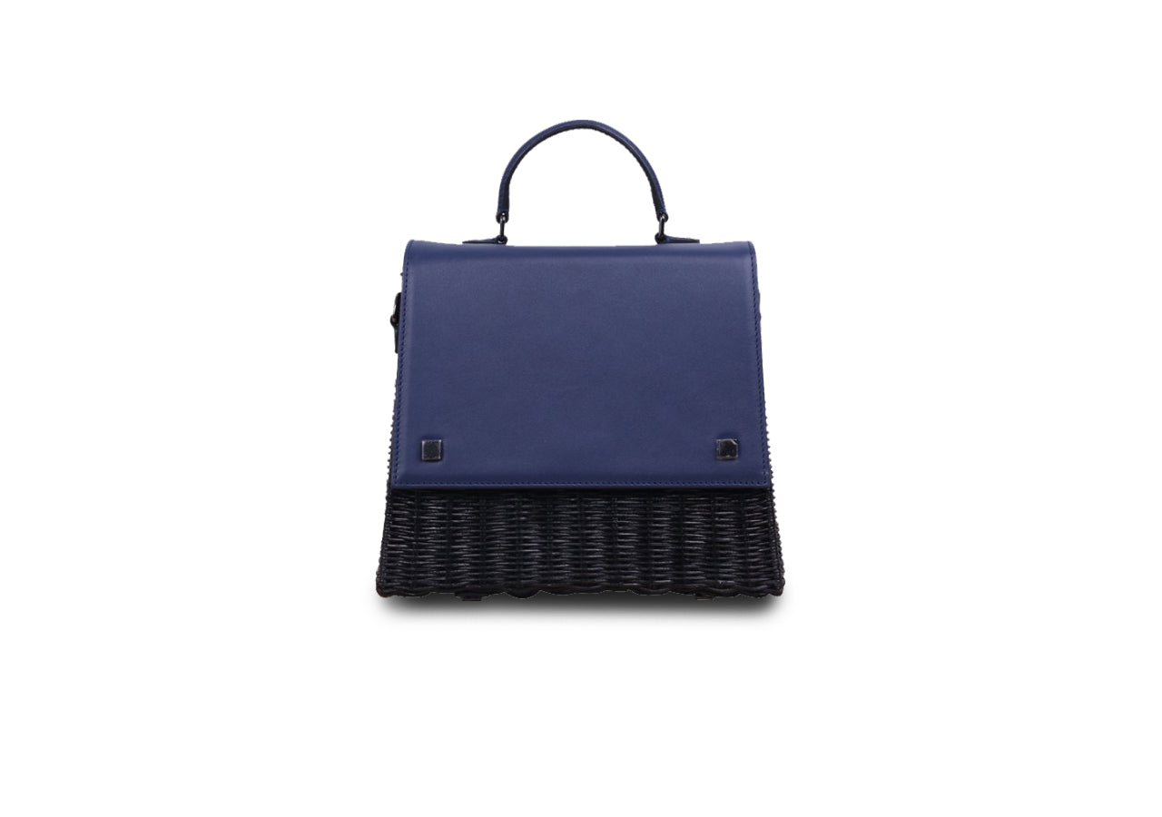 navy wicker bag