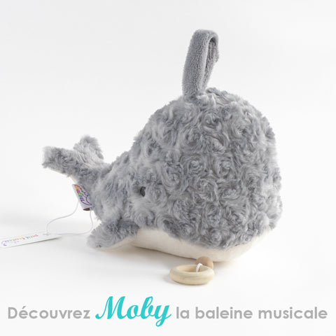 Musical stuffed animal Whale grey and white
