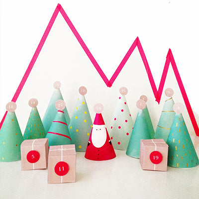 Printable DIY advent calendar with santa and trees