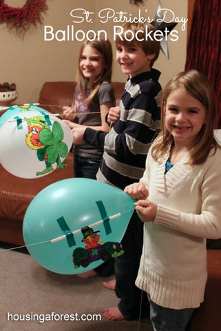 Kids with balloon and leprechaun