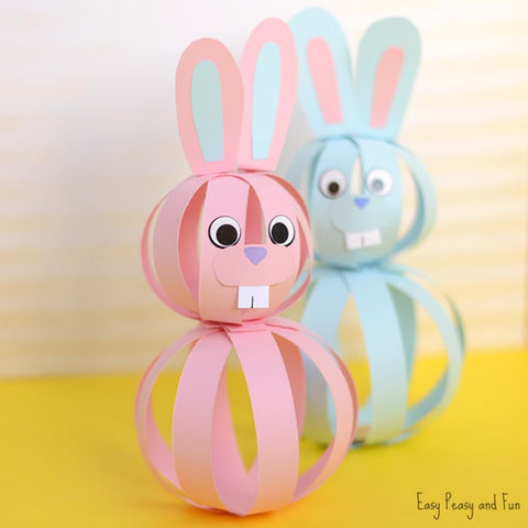 two little bunnies made from paper