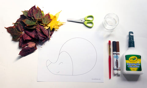 Material needed to make the automn leaves hedgehog fine motor skill activity