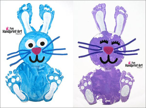 Hand and foot print to make bunnies