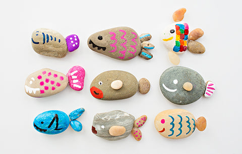 Rock painted fishes