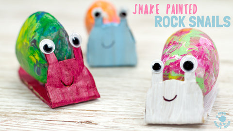 3 rock painted and card board snails