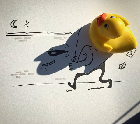 Doodle of a shadow of a duck  creating a thief