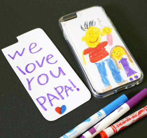 Image of a kids drawing on a phone case