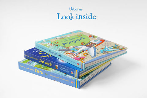 Usborne look inside books, cars, ariplane and our world