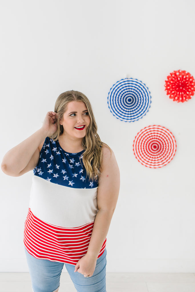 plus size red white and blue