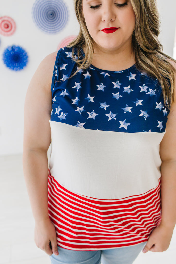 plus size red white and blue