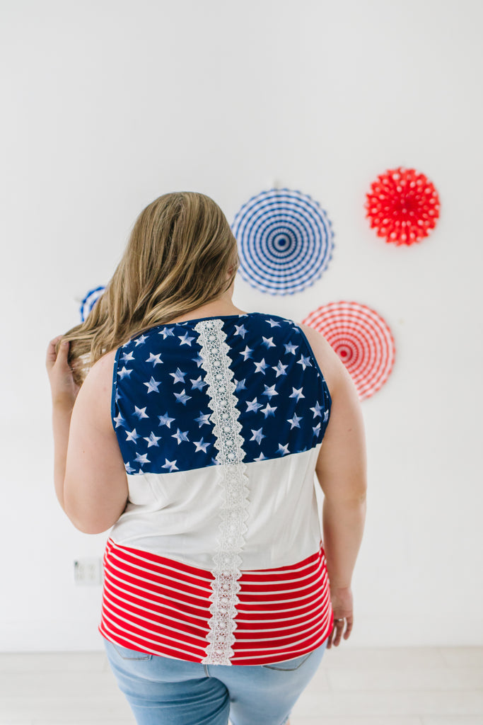 plus size red white and blue