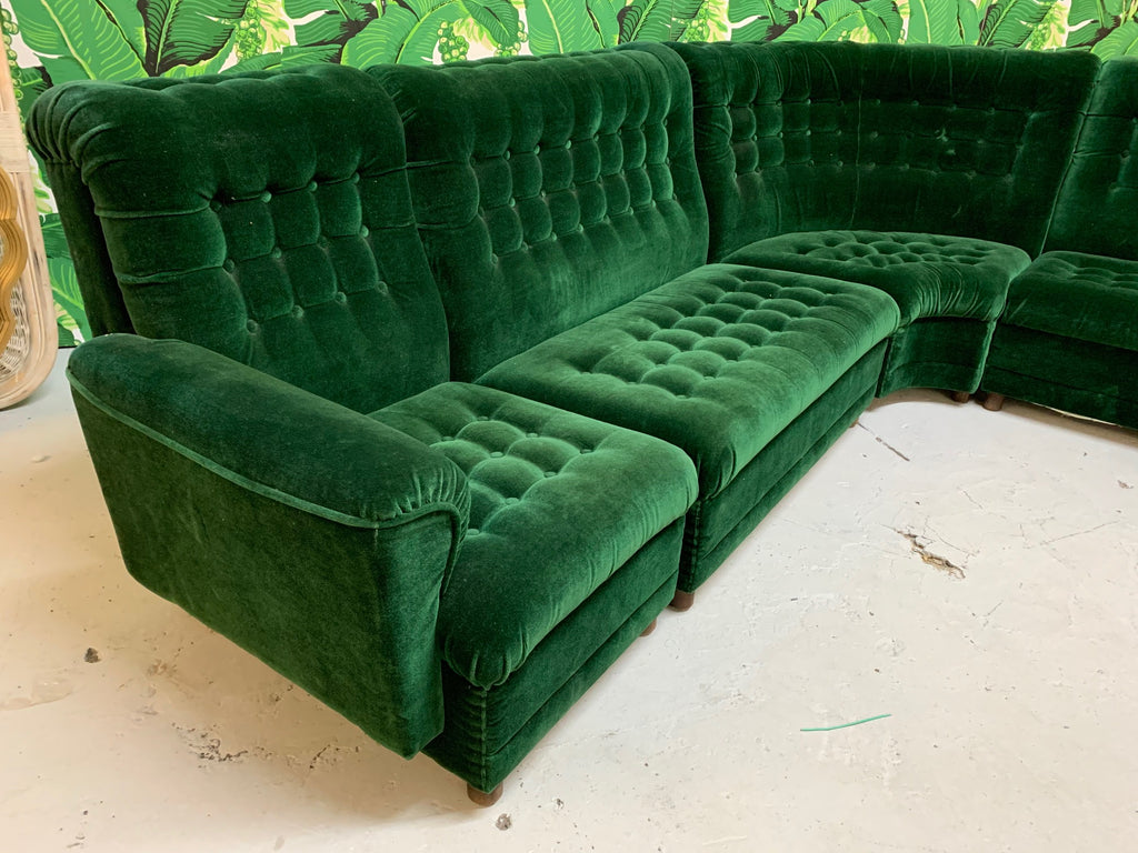 Mid Century Green Velvet Tufted Sectional Sofa – Marjorie and Marjorie