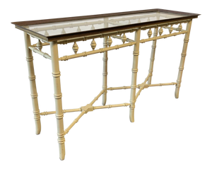 Brass And Glass Faux Bamboo Console Table By Thomasville