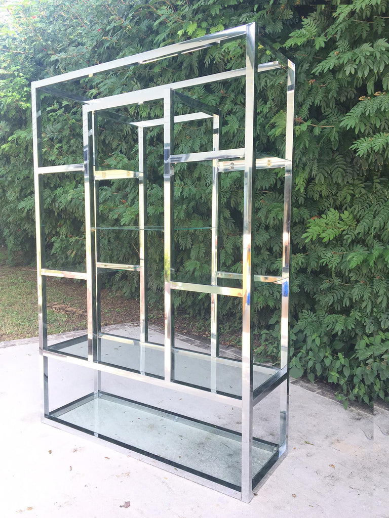 Chrome And Glass Milo Baughman Style Modern Etagere Marjorie And