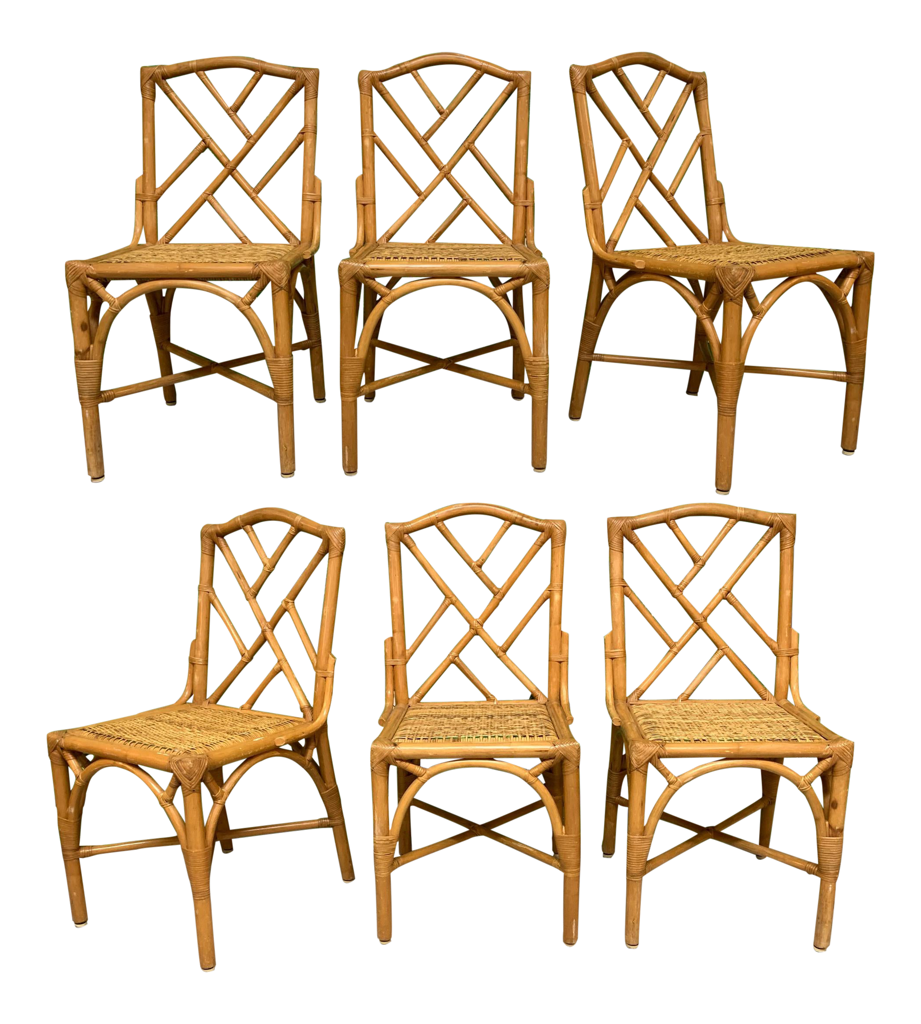 Rattan Chinese Chippendale Dining Chairs