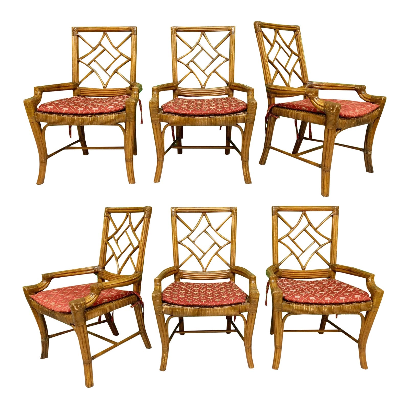 Set Of Six Rattan Chinoiserie Faux Bamboo Dining Chairs Marjorie And Marjorie