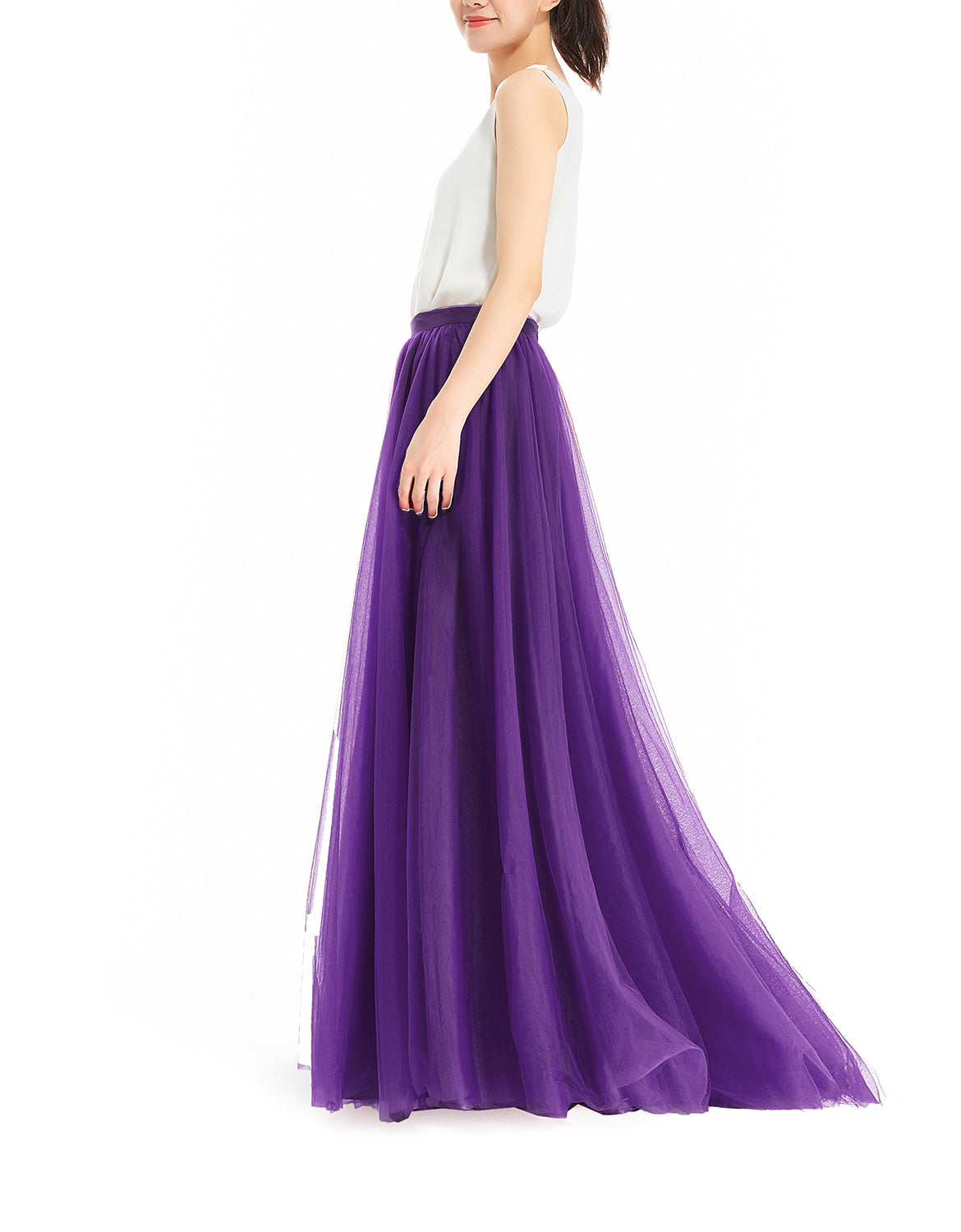 purple tulle maxi skirt