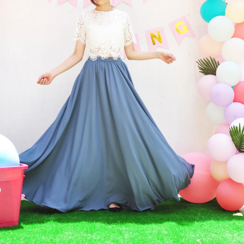 flowy chiffon maxi skirt