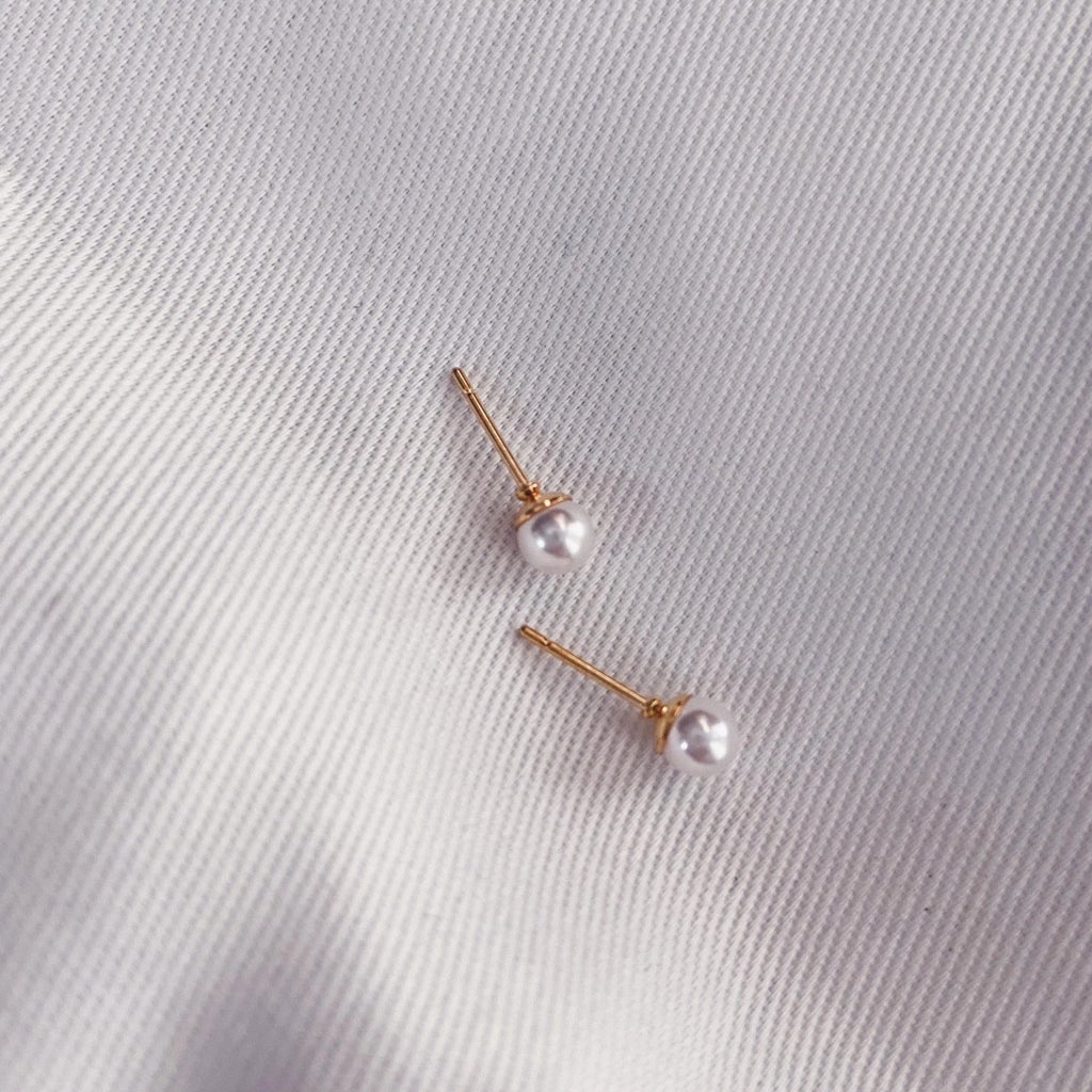 Reversible No-Poke Solid 14K Gold and Pearl Studs