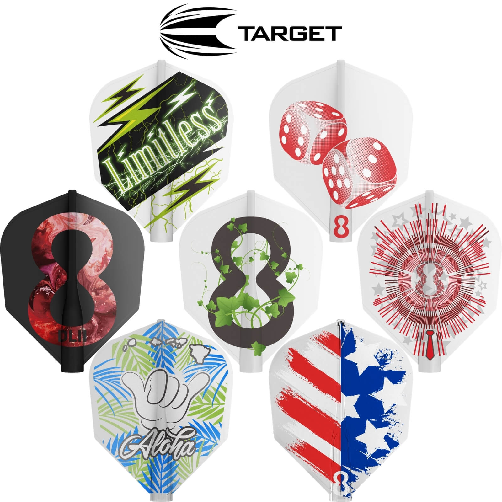 Dart Flights - Target - 8 Flight USA - Shape - Standard Dart Flights 